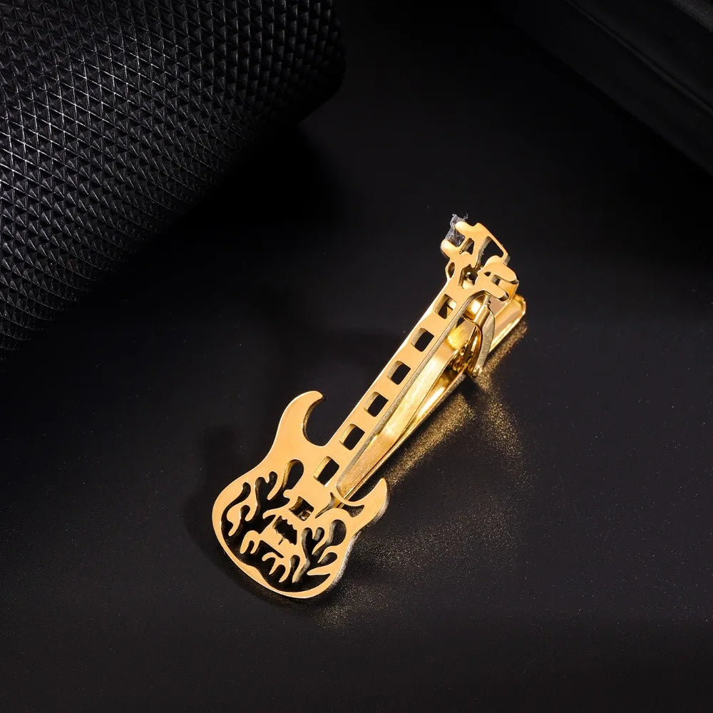 Kẹp Cà Vạt Nốt Nhạc Guitar Titan Phong Cách Punk - Daisan Mart