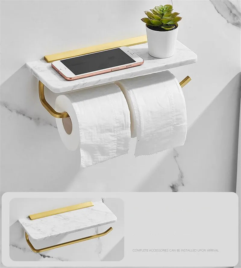 Bathroom Paper Holder Gold and White Marble Bathroom Paper Roll Holder Tissue Holder Box  Rack Toilet Paper Holder Tissue Boxes - Daisan Mart