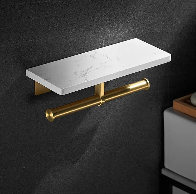 Bathroom Paper Holder Gold and White Marble Bathroom Paper Roll Holder Tissue Holder Box  Rack Toilet Paper Holder Tissue Boxes - Daisan Mart