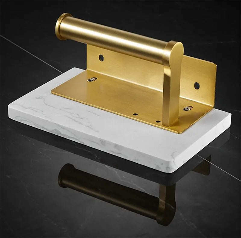Bathroom Paper Holder Gold and White Marble Bathroom Paper Roll Holder Tissue Holder Box  Rack Toilet Paper Holder Tissue Boxes - Daisan Mart