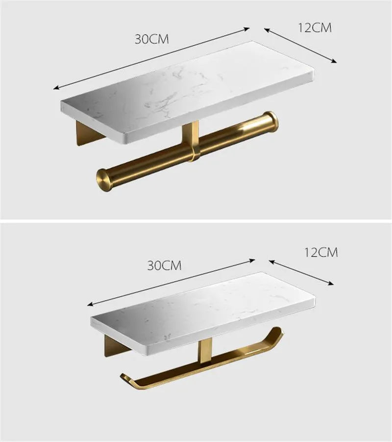 Bathroom Paper Holder Gold and White Marble Bathroom Paper Roll Holder Tissue Holder Box  Rack Toilet Paper Holder Tissue Boxes - Daisan Mart