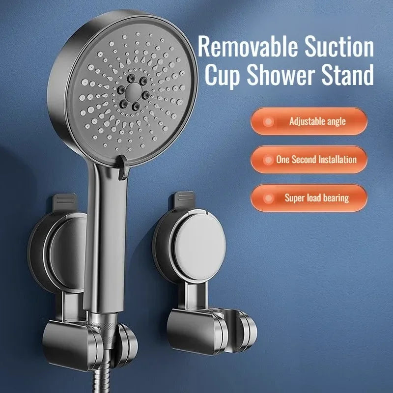Bath Shower Holder Support Mural Douche Suction Cup Adjustable Handheld Wall Mounted Large Shower Head Supports Relocatable - Daisan Mart
