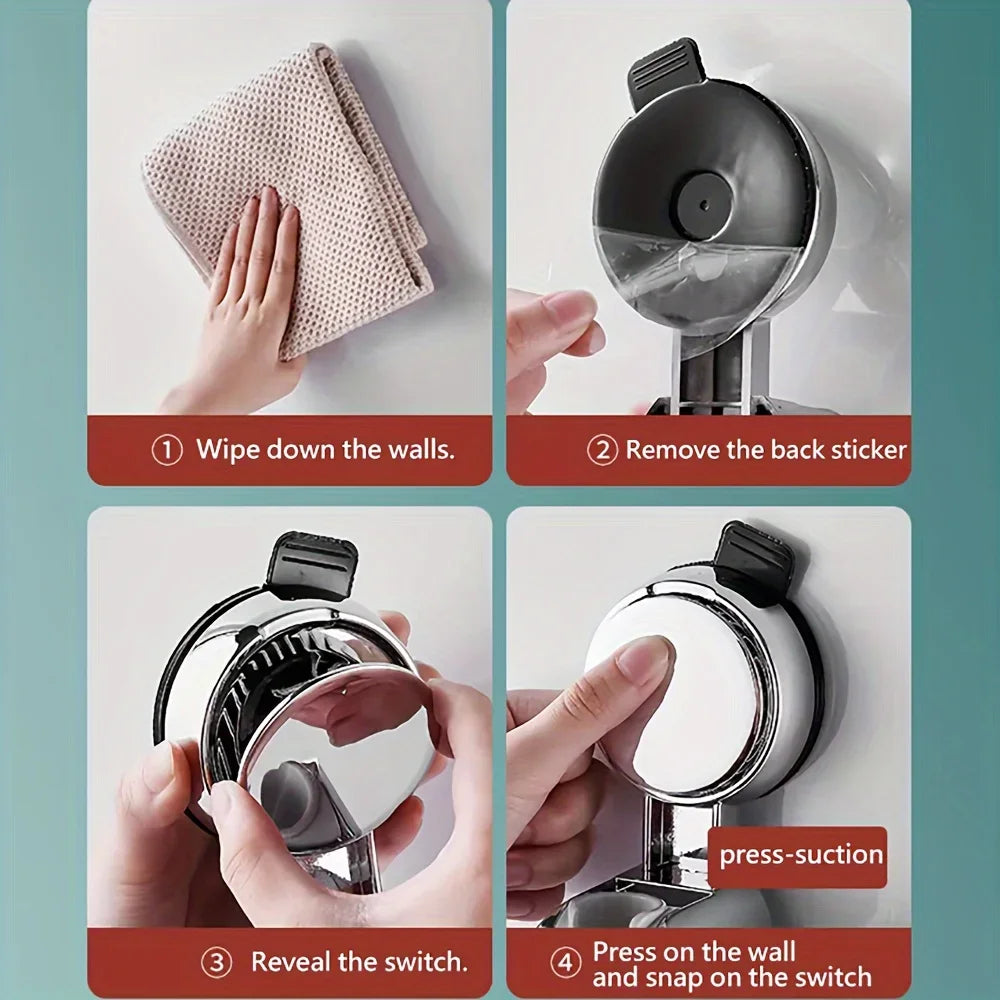 Bath Shower Holder Support Mural Douche Suction Cup Adjustable Handheld Wall Mounted Large Shower Head Supports Relocatable - Daisan Mart