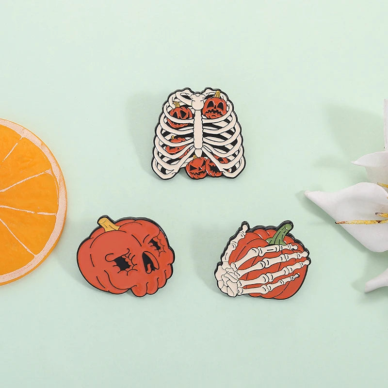 Halloween Pumpkin Animal Enamel Pins Ghost Capybara Grim Reaper Duck Spooky Season Brooches Lapel Badge Jewelry Gift for Friends - Daisan Mart
