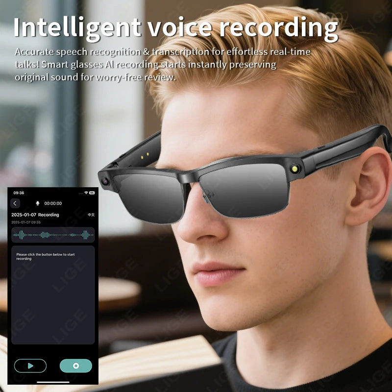 Sunglasses Smart Glasses 8 Million Pixels Recording Videos AI Photo Recognition Answer Translation 270mAh Bluetooth Glasses New - Daisan Mart