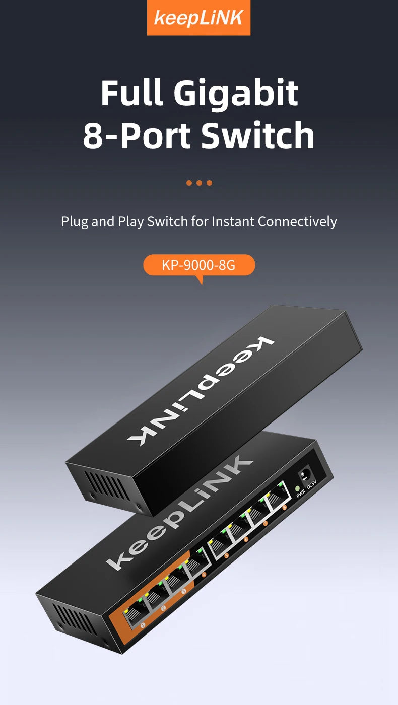 8 Port Gigabit Ethernet Switch Unmanaged Plug and Play - Daisan Mart