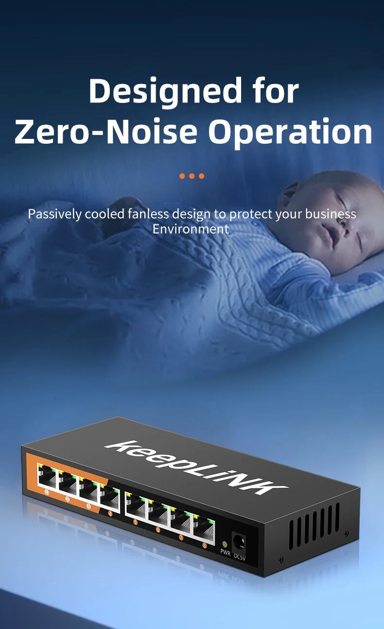 8 Port Gigabit Ethernet Switch Unmanaged Plug and Play - Daisan Mart
