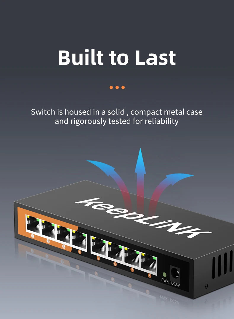 8 Port Gigabit Ethernet Switch Unmanaged Plug and Play - Daisan Mart