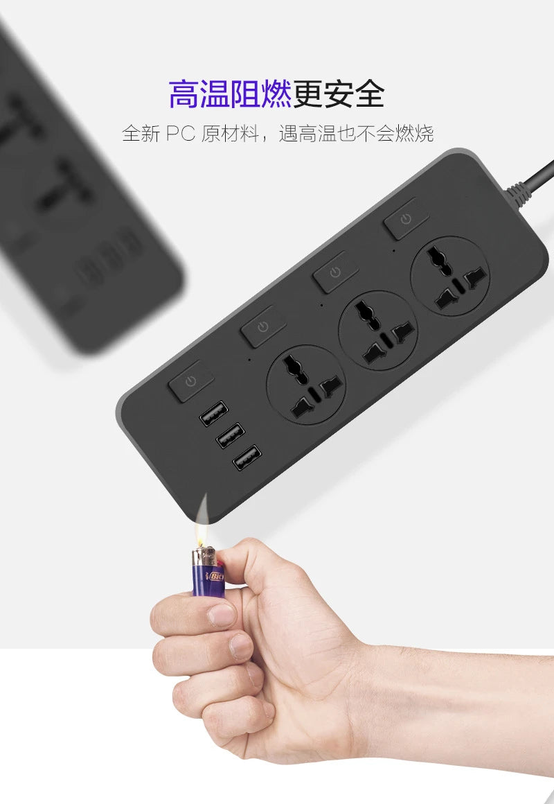 Dây Nối Dài Đa Năng 5M, Ổ Cắm USB, 2 Chân US/UK - Daisan Mart