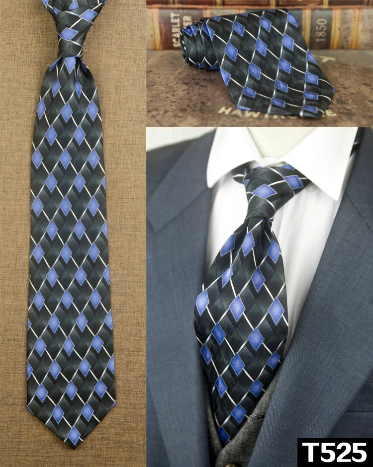 復古領帶，10厘米，100%真絲，抽象圖案