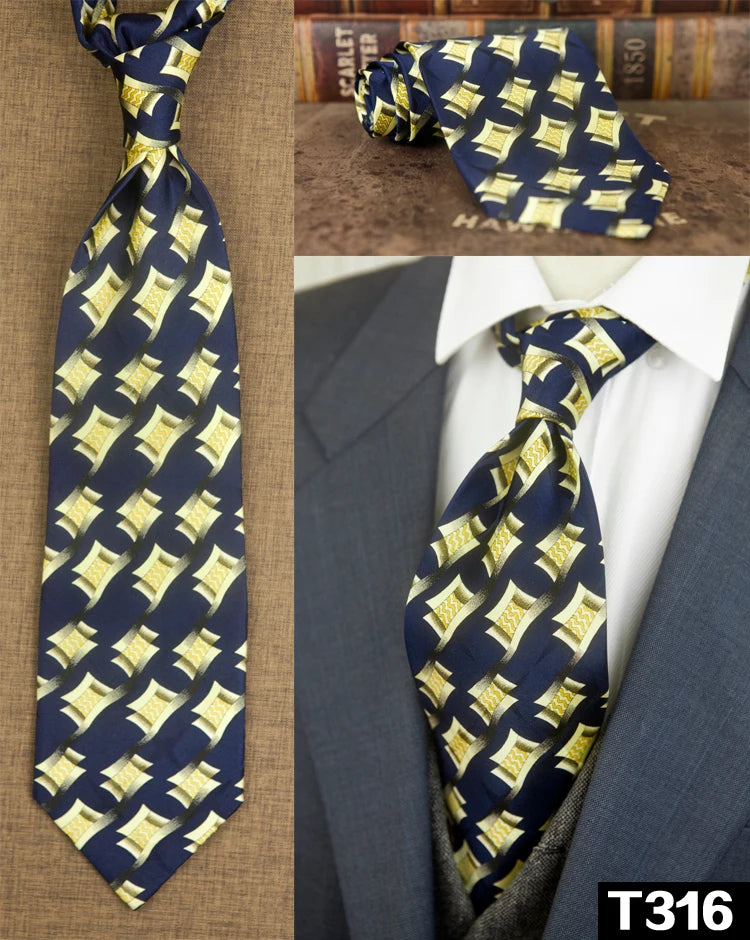 復古領帶，10厘米，100%真絲，抽象圖案