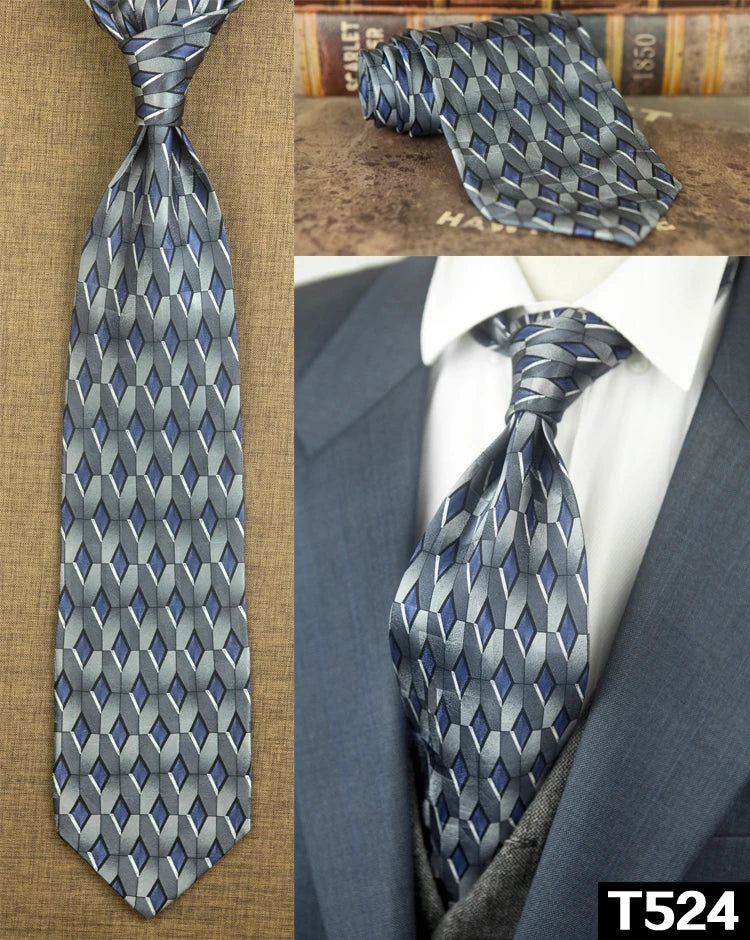 復古領帶，10厘米，100%真絲，抽象圖案