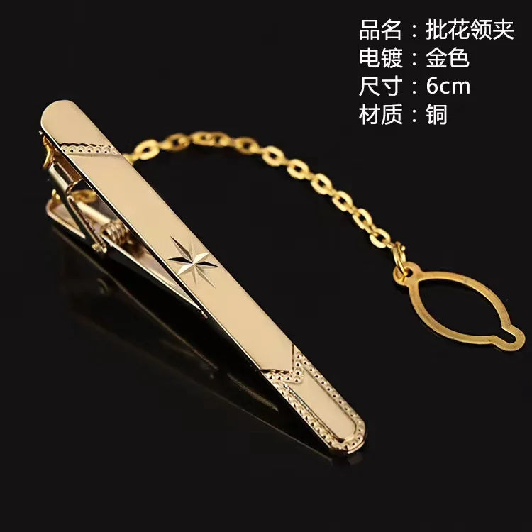 復古鍍金男士領帶夾，優雅派對之選