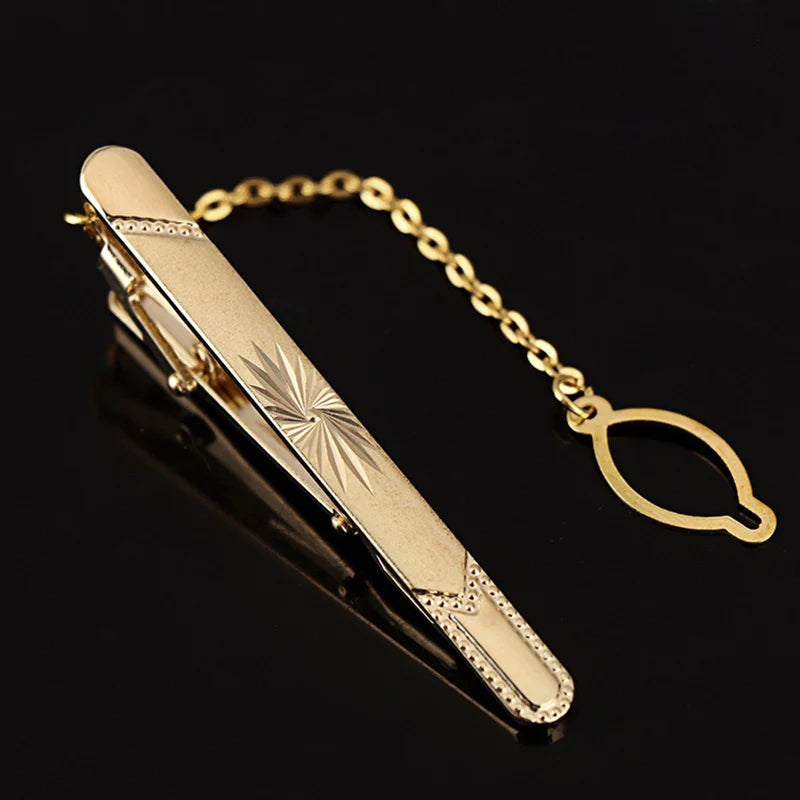 復古鍍金男士領帶夾，優雅派對之選