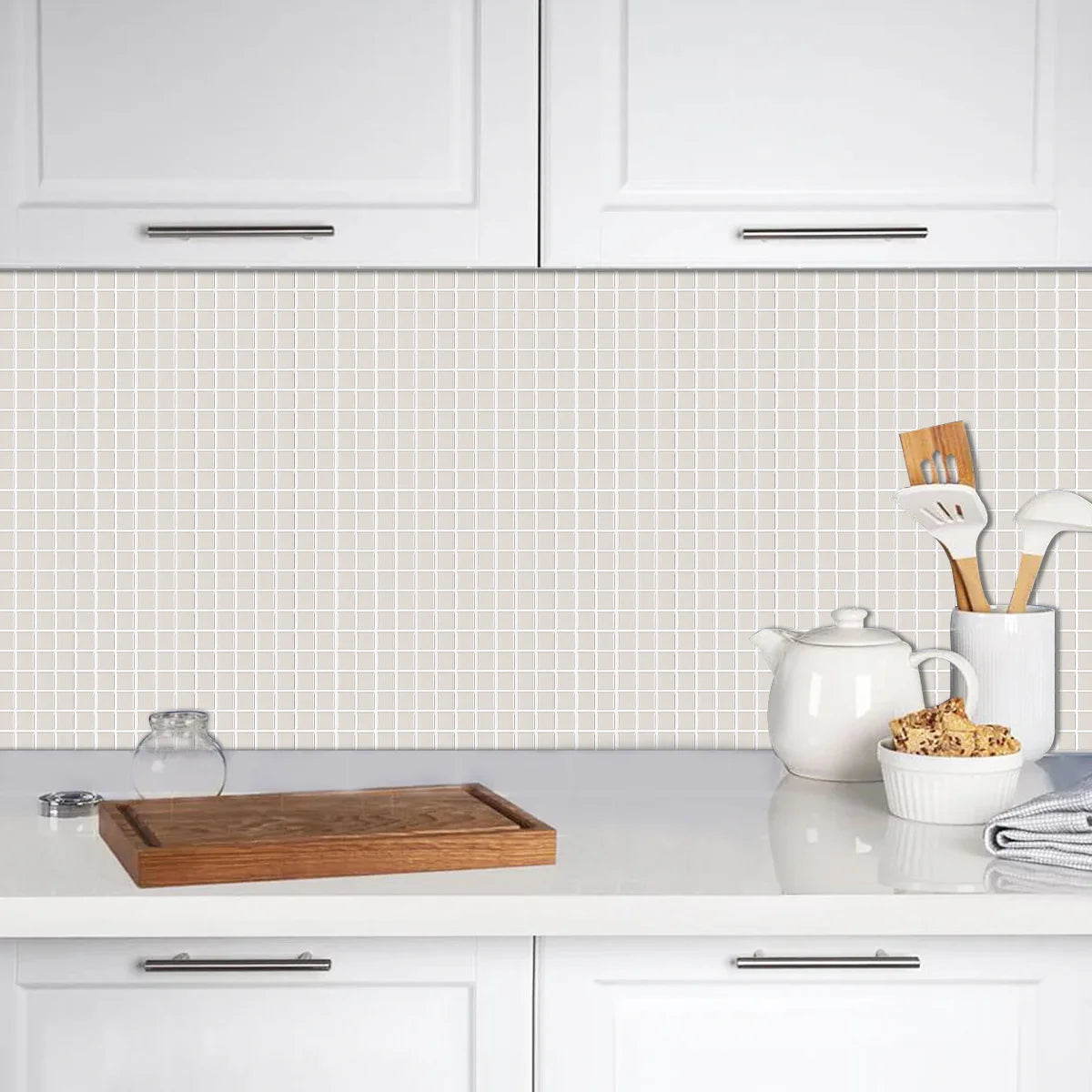 Gạch 3D Mosaic Xám Nhạt Trang Trí Nhà Bếp - Daisan Mart