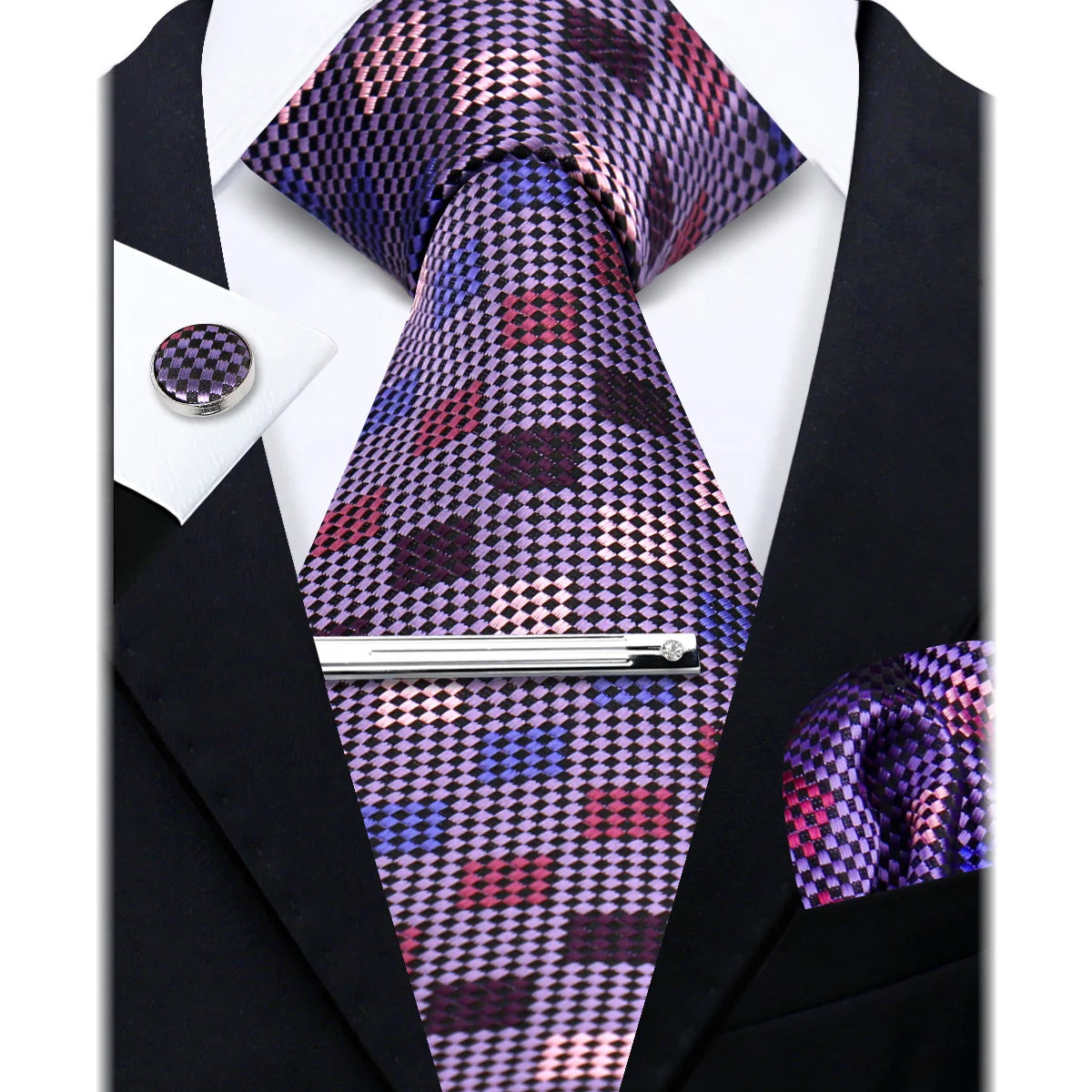 Bộ Cà Vạt Lụa Nam Cao Cấp Kèm Khăn & Măng Sét