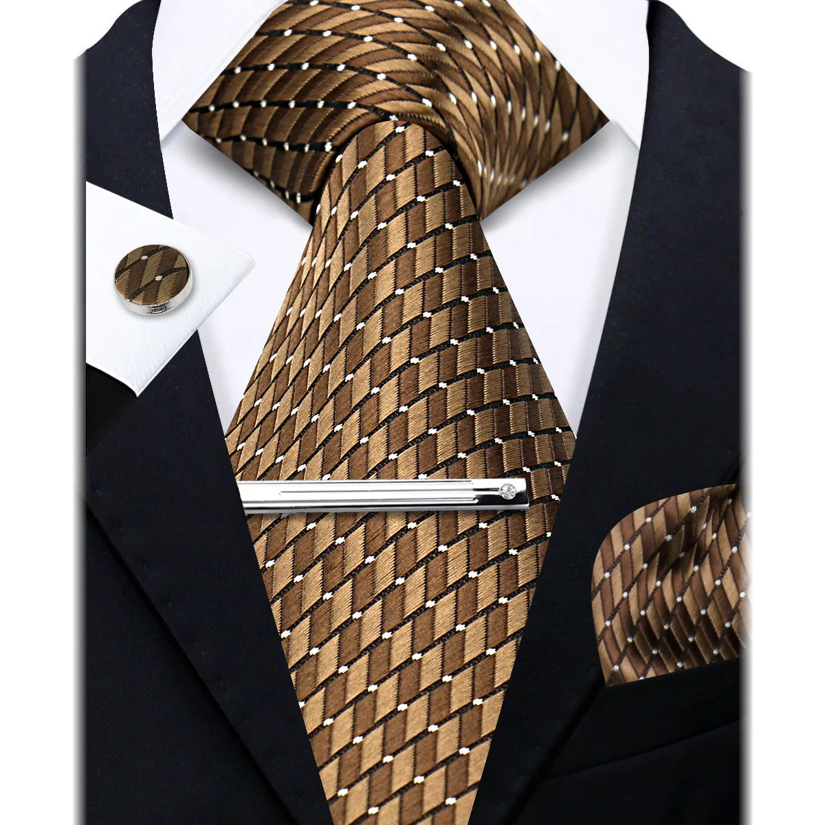 Bộ Cà Vạt Lụa Nam Cao Cấp Kèm Khăn & Măng Sét