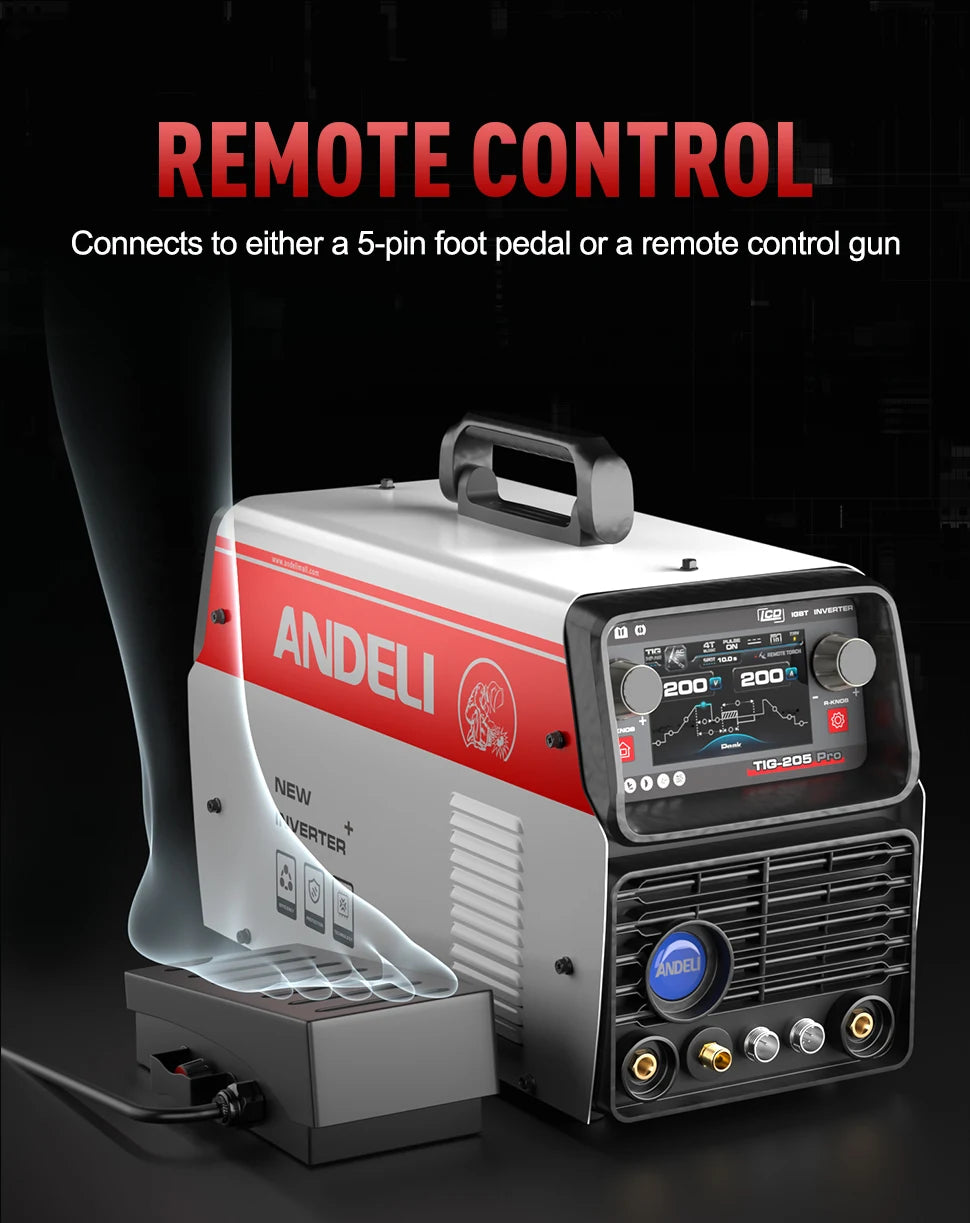 ANDELI AC/DC TIG Welding Machine TIG Pulse Stick/Spot/Aluminum Welding/Cold TIG Welder Square/Trapezoid/SINE Wave MultiProcess - Daisan Mart