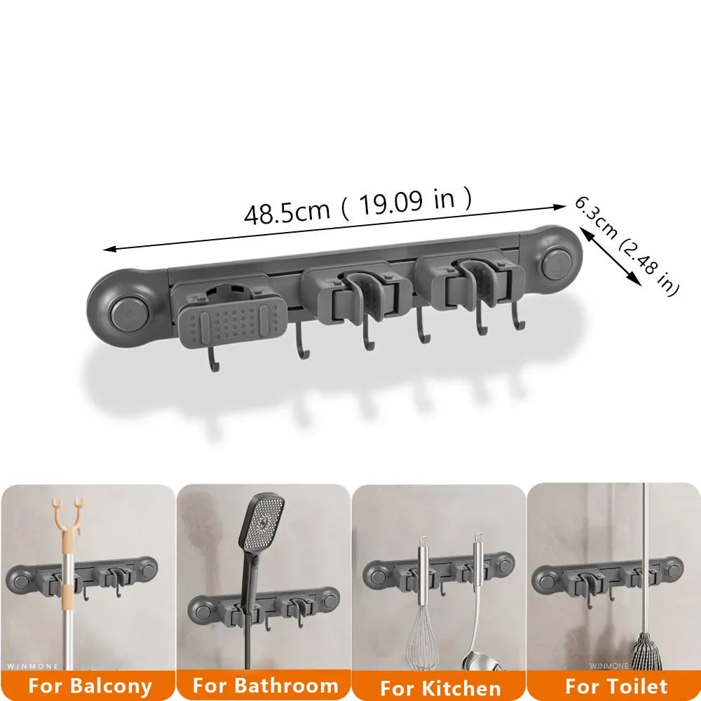 Grey Bath Hardware Set Suction Cup Bathroom Accessories Suit Wall-mounted Folding Towel Rack Towel Bar Corner Storage Organizer - Daisan Mart