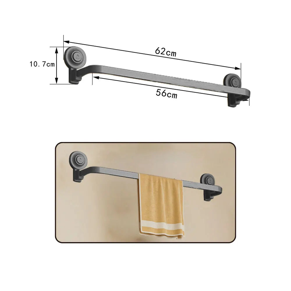 Grey Bath Hardware Set Suction Cup Bathroom Accessories Suit Wall-mounted Folding Towel Rack Towel Bar Corner Storage Organizer - Daisan Mart