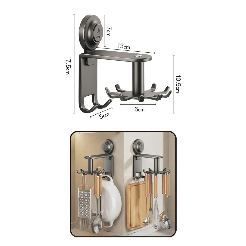 Grey Bath Hardware Set Suction Cup Bathroom Accessories Suit Wall-mounted Folding Towel Rack Towel Bar Corner Storage Organizer - Daisan Mart
