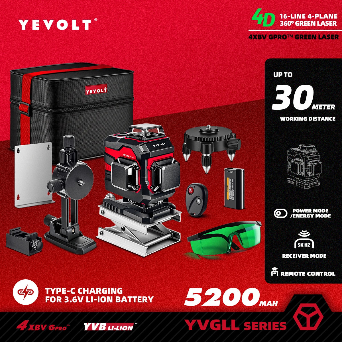 Máy Cân Mực Laser Xanh 16 Tia 4 Mặt YEVOLT PRO - Daisan Mart