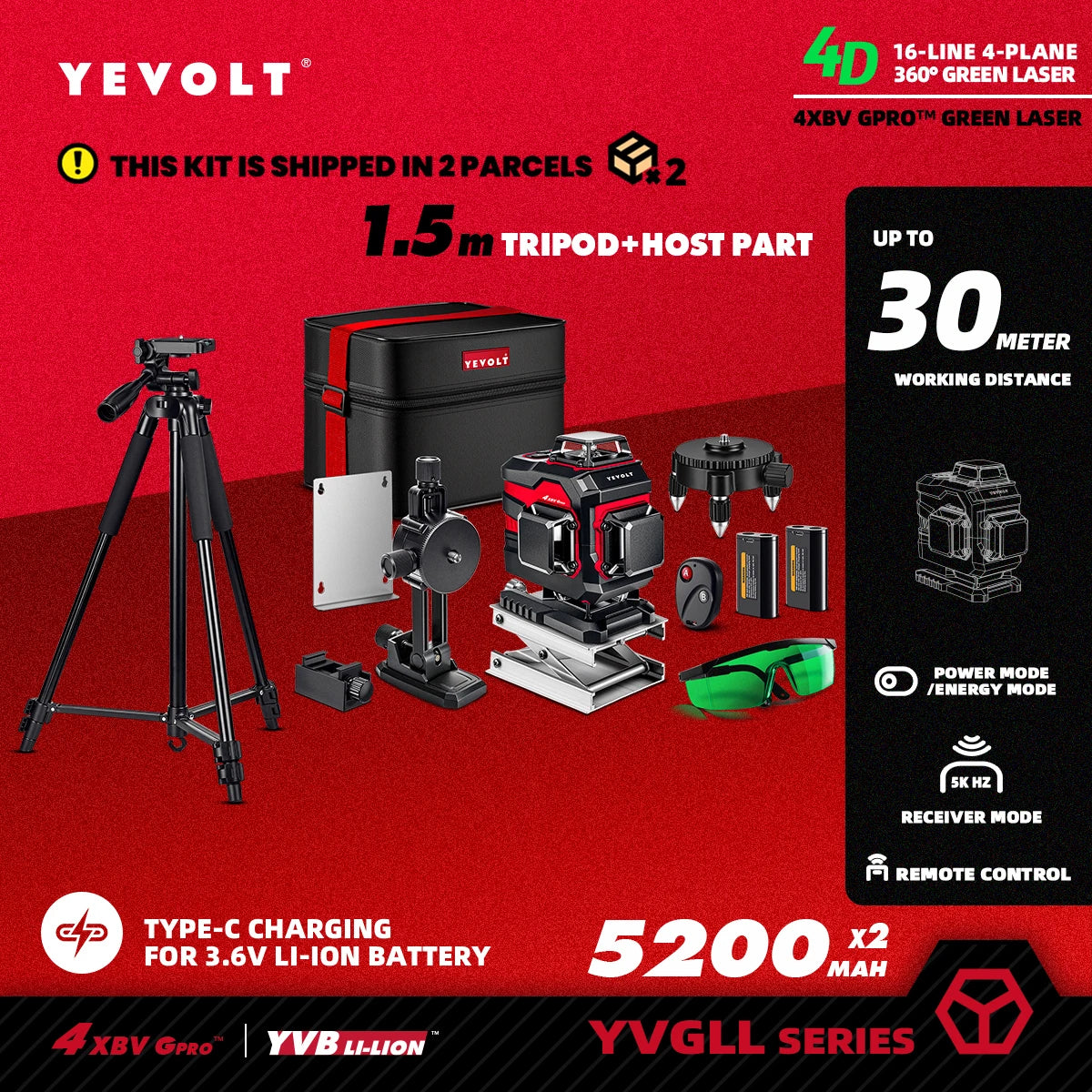 Máy Cân Mực Laser Xanh 16 Tia 4 Mặt YEVOLT PRO - Daisan Mart