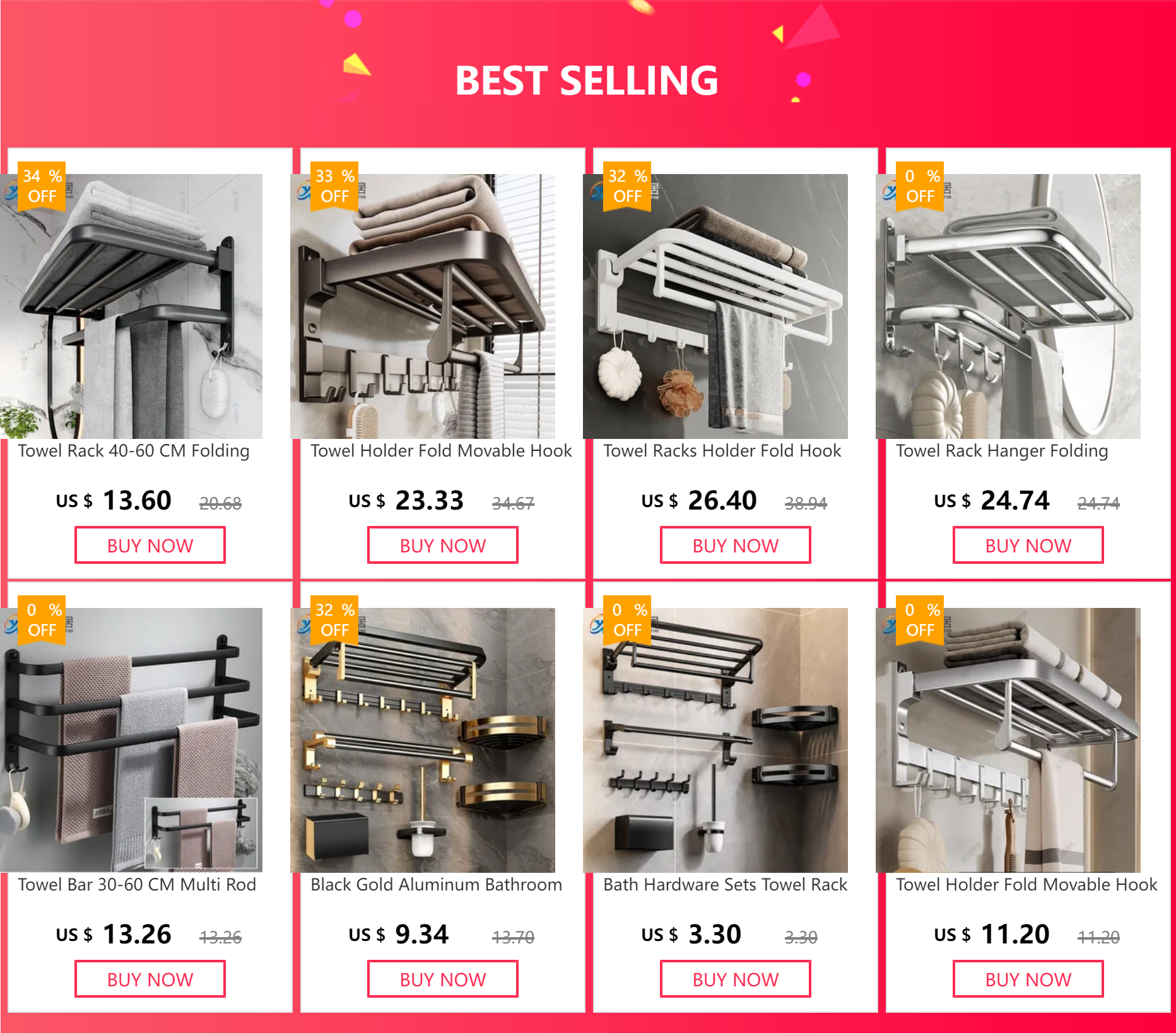 40/50/60公分免打孔毛巾架折疊自黏式壁掛支架黑色鋁合金浴室淋浴配件支架