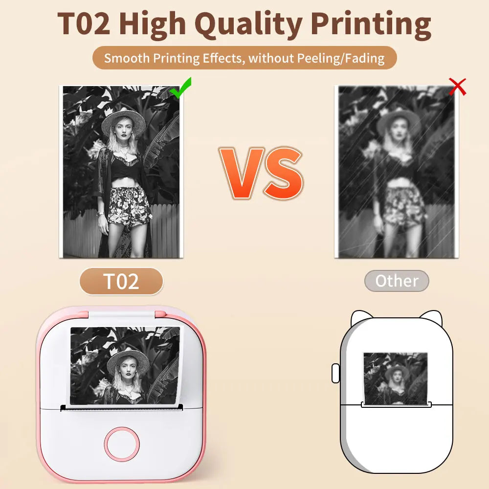 Phomemo Portable Mini Thermal Printer T02 Mini Pocket Label Printer DIY Self-adhesive Sticker Label Machine Various Label Paper - Daisan Mart
