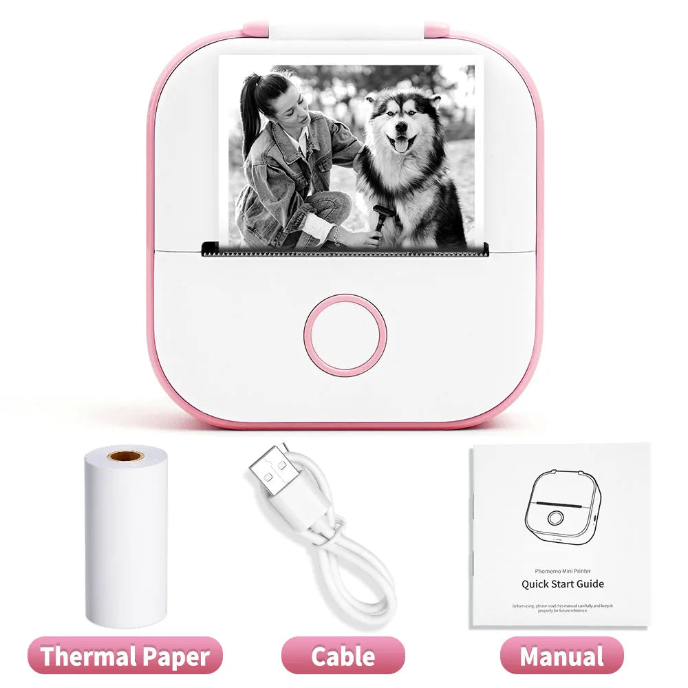 Phomemo Portable Mini Thermal Printer T02 Mini Pocket Label Printer DIY Self-adhesive Sticker Label Machine Various Label Paper - Daisan Mart