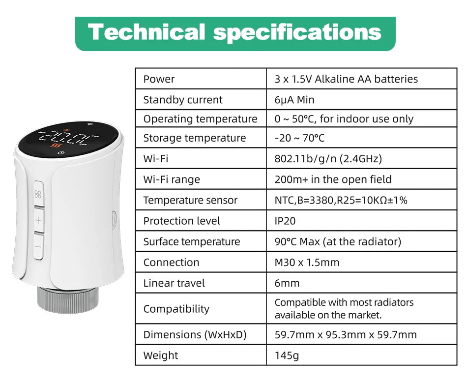 Van Nhiệt Wifi Thông Minh Tuya - Điều Khiển Nhiệt Độ - Daisan Mart