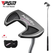 Gậy golf màu đen chữ NSR III, có bao gậy đi kèm, thiết kế hiện đại, chữ màu trắng và hồng.