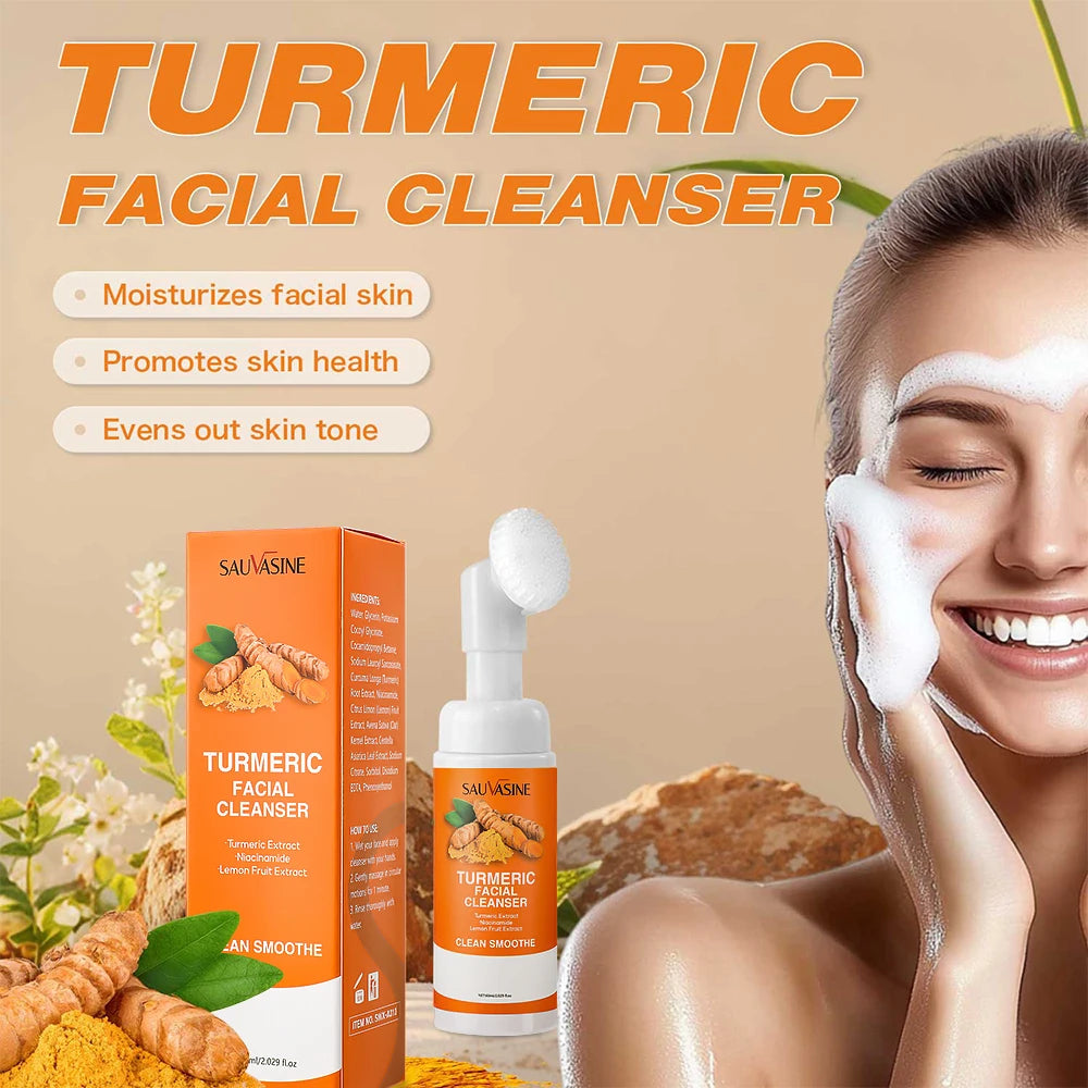 Turmeric Face Cleanser 40pcs Turmeric Kojic Acid Facial Exfoliating Cleansing Pads Reduce Dark Spots Skin Brightening Face Wash - Daisan Mart