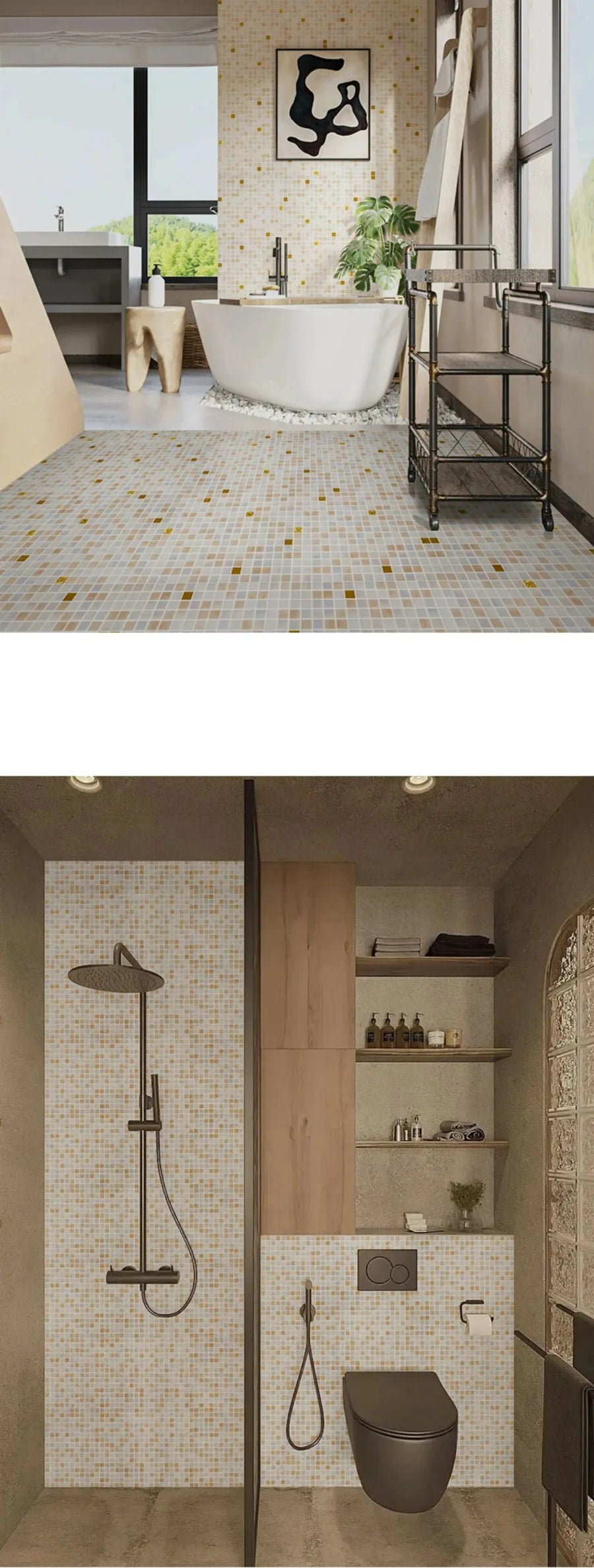 Gạch Mosaic 3D Nhiều Màu Dán Tường Sáng Tạo - Daisan Mart