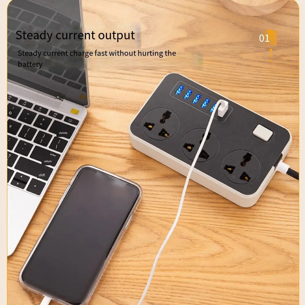 Ổ Cắm Đa Năng 3 Lỗ 6 USB Bảo Vệ 2m Chống Sét