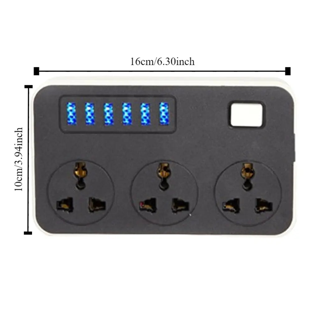 Ổ Cắm Đa Năng 3 Lỗ 6 USB Bảo Vệ 2m Chống Sét