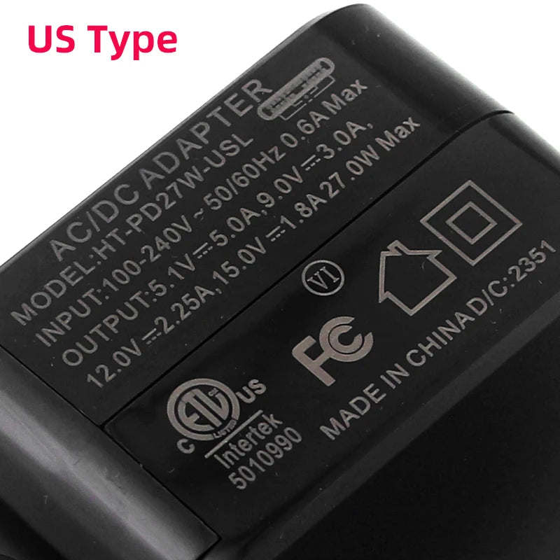 Nguồn USB-C 27W cho Raspberry Pi 5 - Hỗ trợ PD, 5A