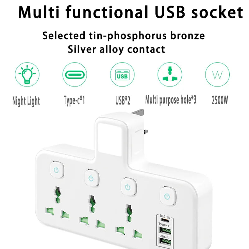 Ổ Cắm Điện Đa Năng Thông Minh Có Đèn & USB Sạc - Daisan Mart