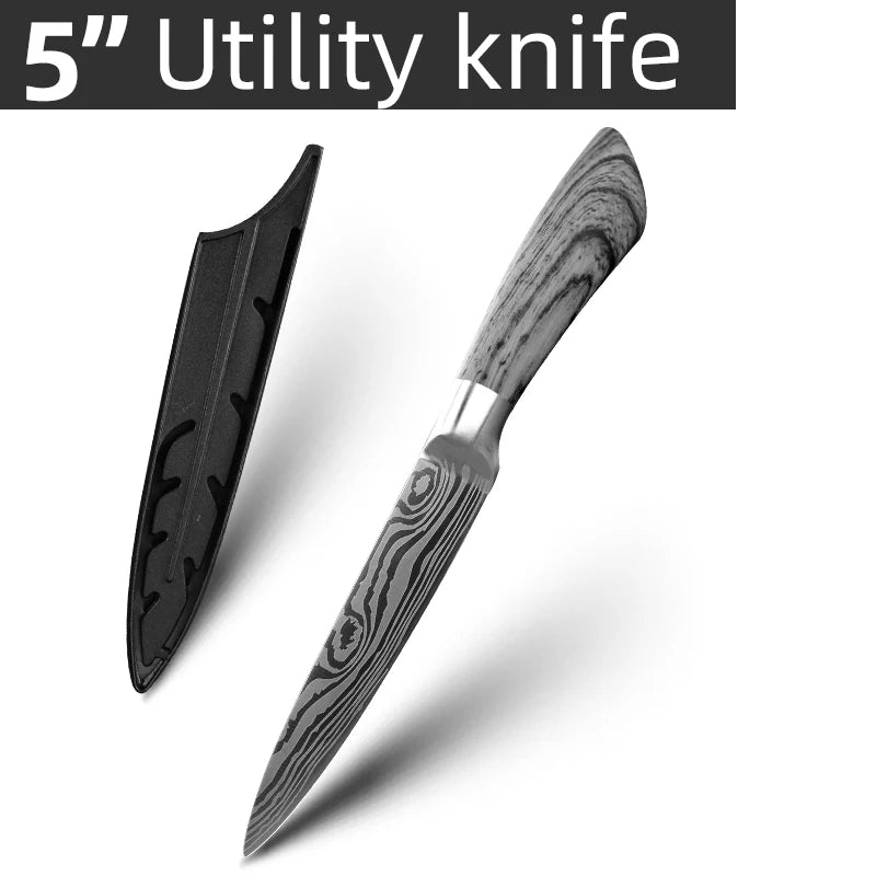 Bộ Dao Bếp Nhật Santoku 7Cr17 440C Vân Damascus - Daisan Mart