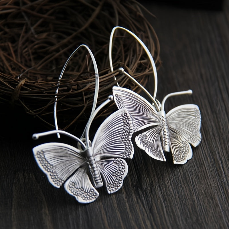 Jewelry Vintage Silvery Butterfly Earrings
