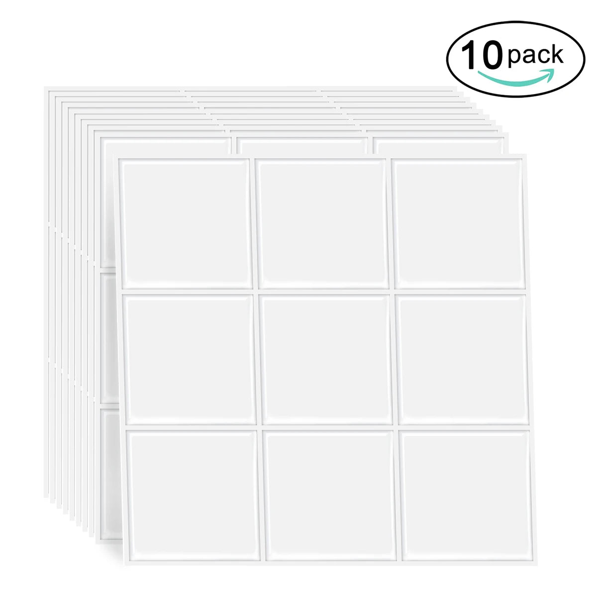 10 tấm gạch trắng, mỗi tấm có họa tiết ô vuông, được xếp chồng lên nhau.