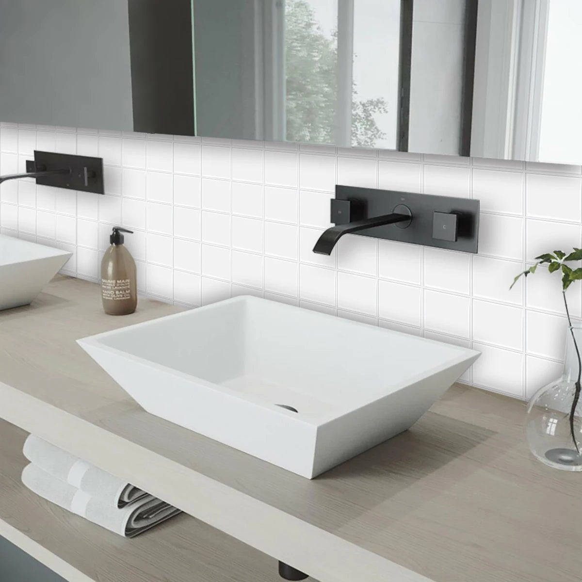 Miếng Dán Gạch Tường Trắng Chống Nước DIY 10 Tấm - Daisan Mart