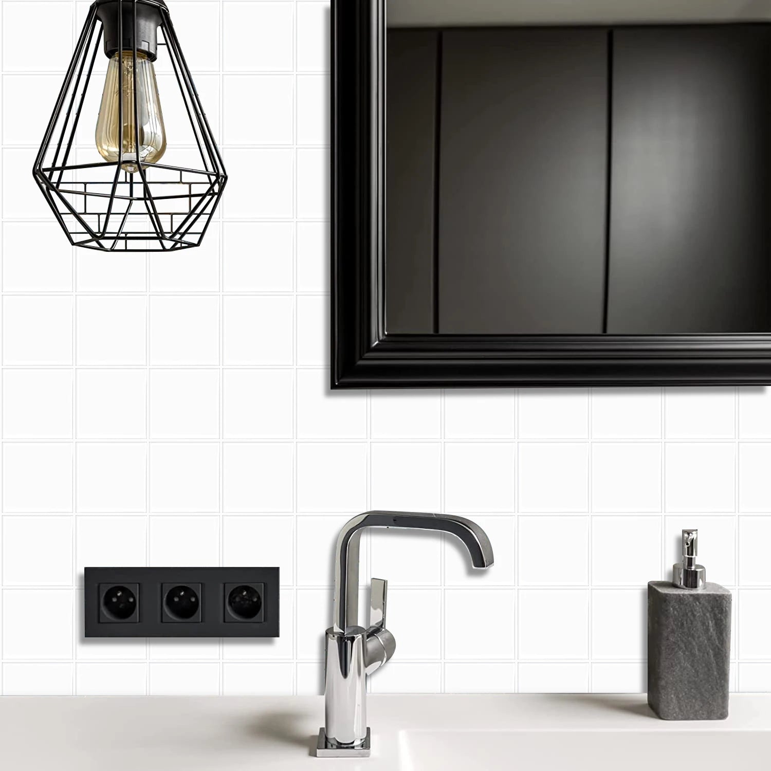 Miếng Dán Gạch Tường Trắng Chống Nước DIY 10 Tấm - Daisan Mart