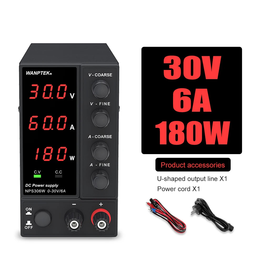 Wanptek DC Power Supply 30V 10A 5A Variable Bench Power Supply Adjustable Lab Power Supply 60V 5A 120V 3A  Voltage Regulator - Daisan Mart