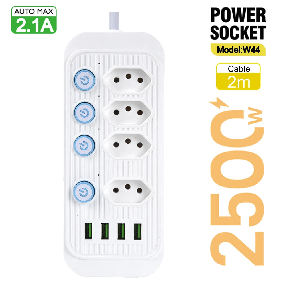 Ổ Cắm Điện Brazil 4 Cổng USB Dây 2M và Bộ Lọc Mạng