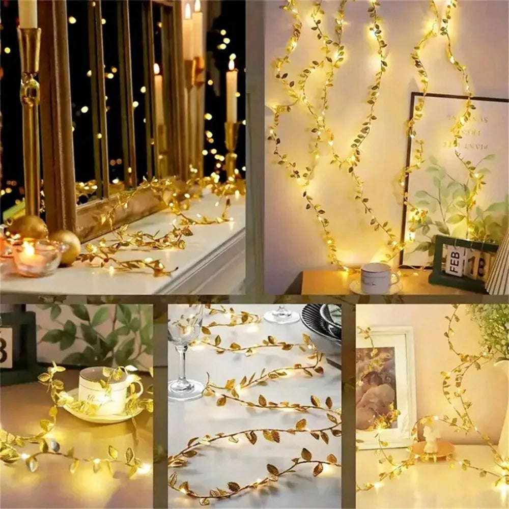 Dây Đèn LED Lá Vàng Trang Trí 2M/5M – Không Pin - Daisan Mart