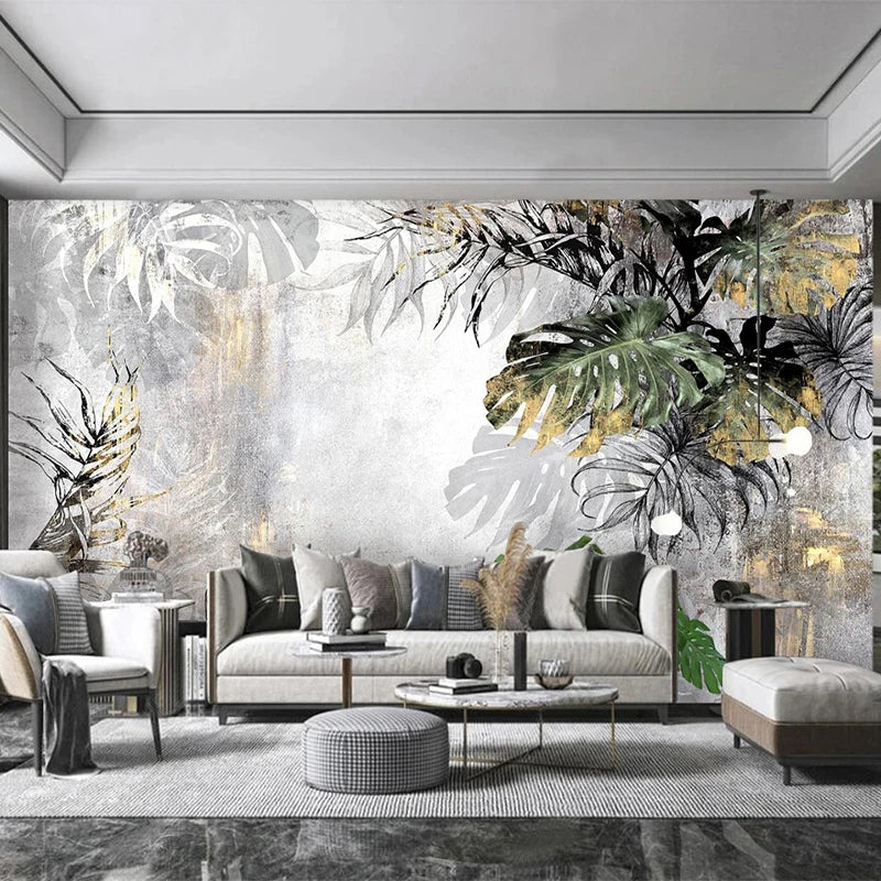 Custom Any Size Mural Wallpaper Modern 3D Tropical Rain Forest Leaves Fresco Living Room TV Sofa Background Wall Papel De Parede - Daisan Mart