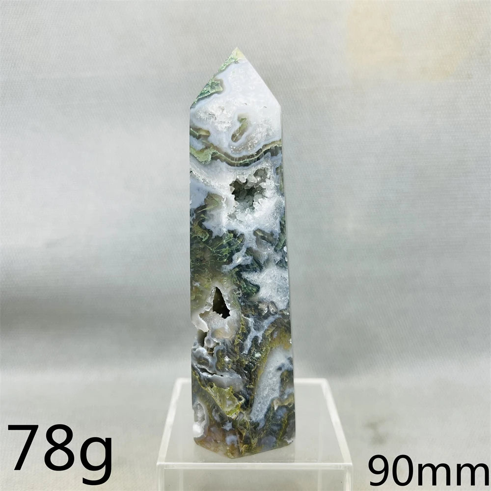 Natural Moss Agate Tower - Super Energy