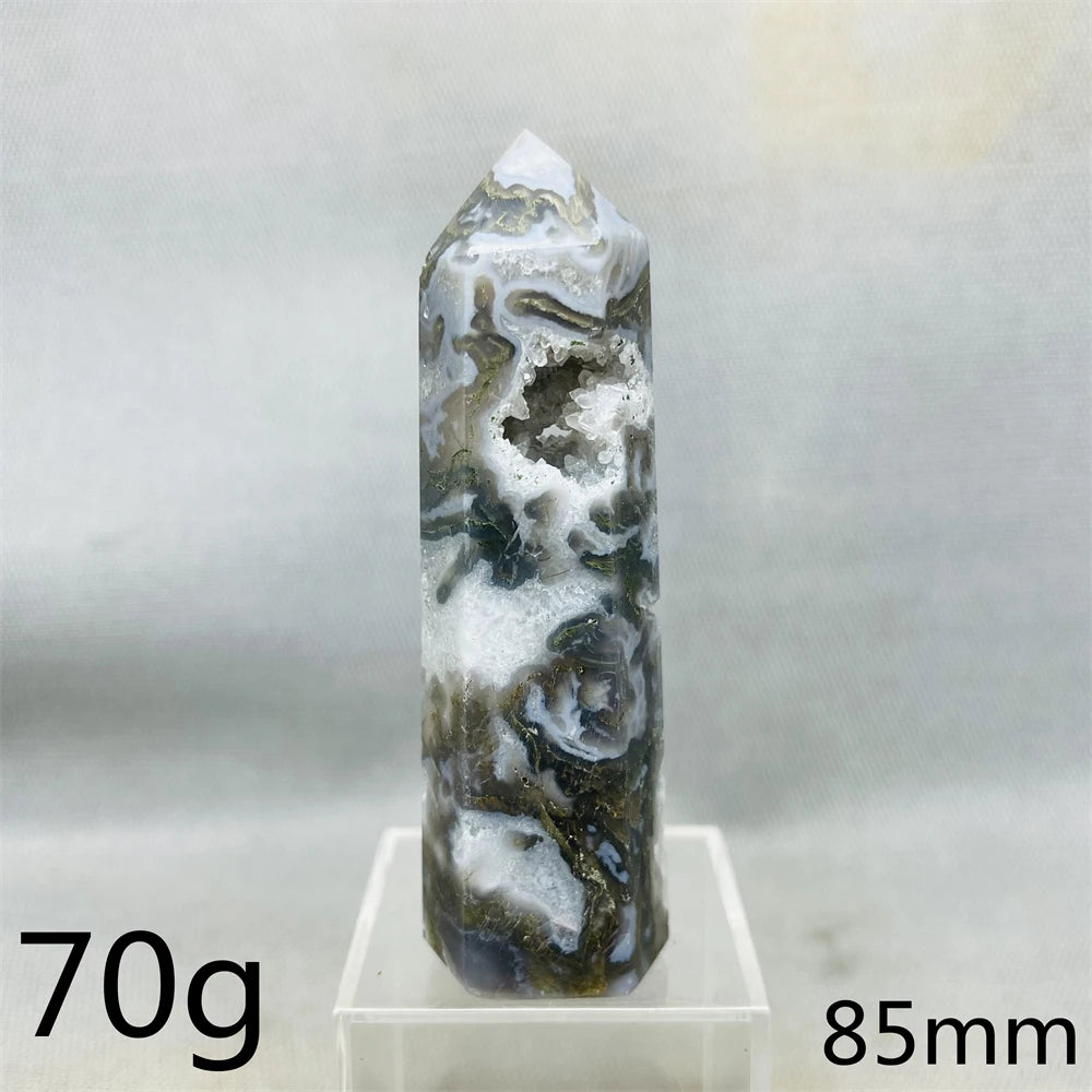 Natural Moss Agate Tower - Super Energy