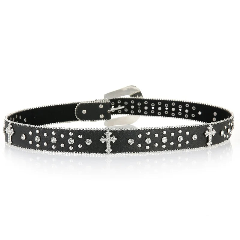 Thắt lưng đá Punk trắng unisex thời trang Y2K cá tính - Daisan Mart